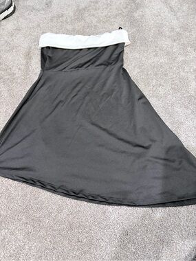 Windsor Black Strapless Dress with White Foldover Neckline
